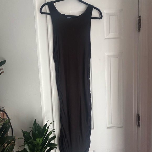 Causal side rouched black midi jersey dress - Picture 1 of 3